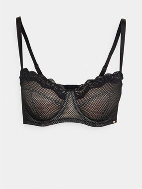 Dorina Black Lace-Trim Mesh Underwire Bra